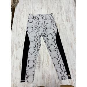 Aurum White Black Snake Print High-Rise Active Leggings Women's Size Medium